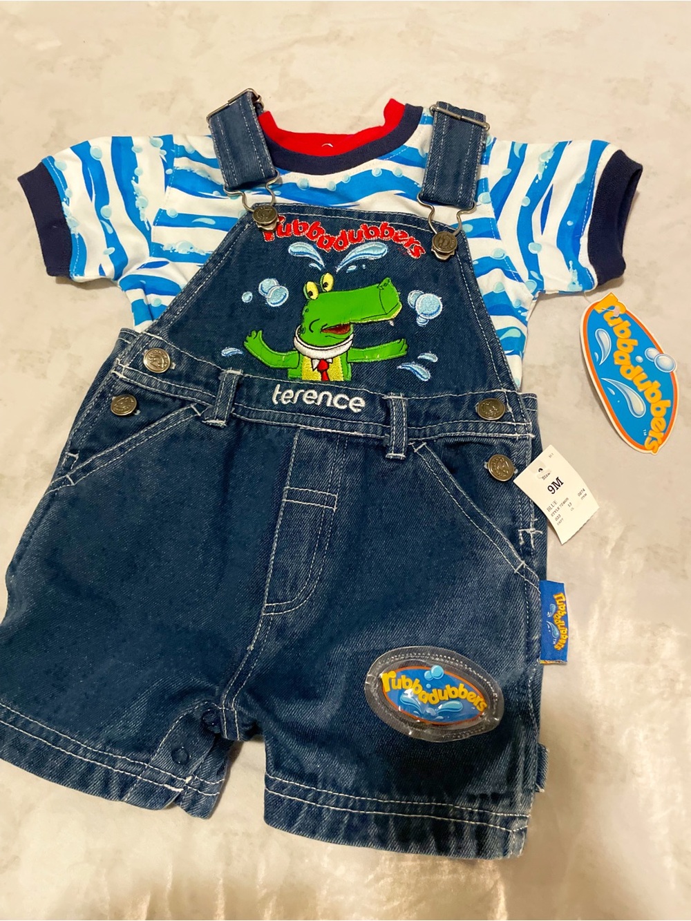 Vintage deadstock Baby 9M rubbadubbers overalls set with tags